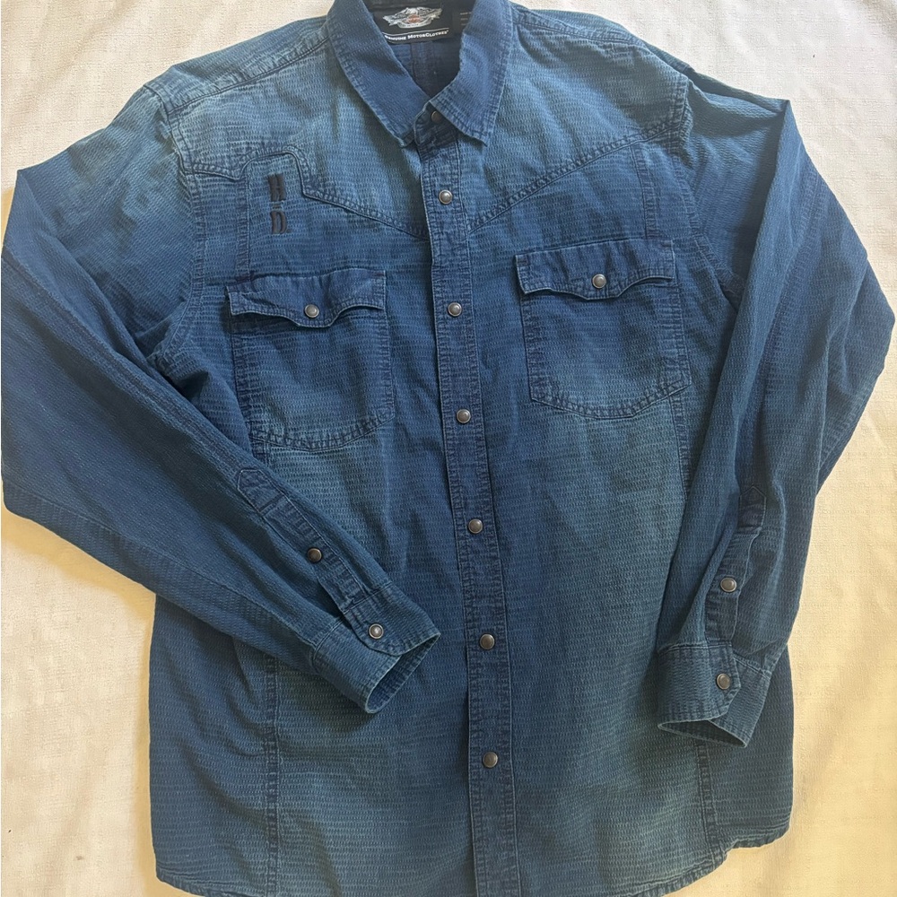 Harley-Davidson Men’s XL Blue Button Shirt